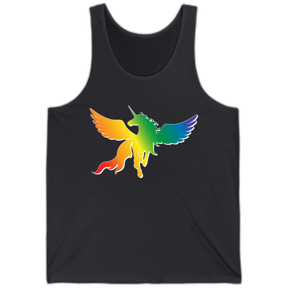 Rainbow Unicorn Pride Wings Tank in Dark Grey