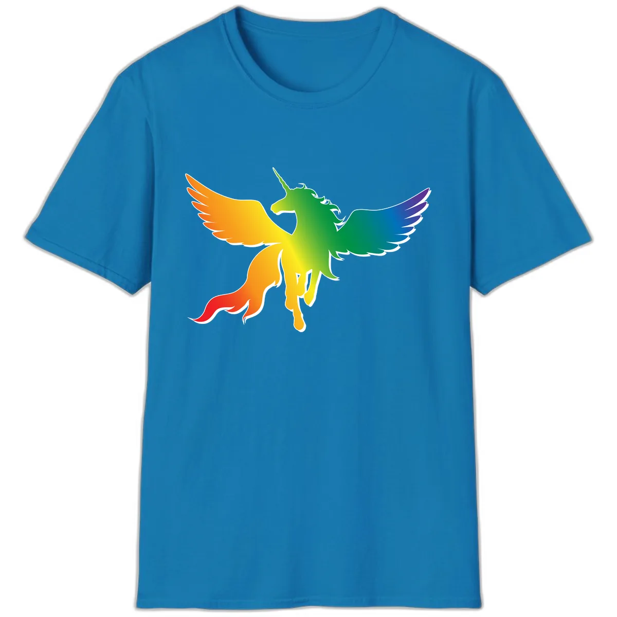 Rainbow Unicorn Pride Wings T-Shirt in Sapphire