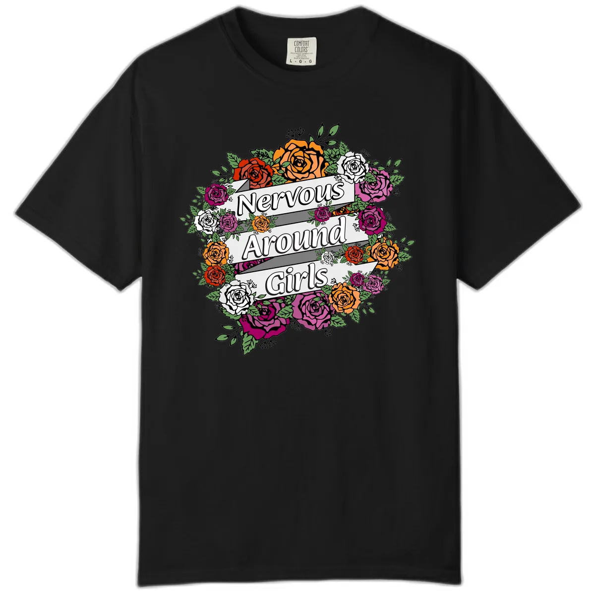 Nervous Around Girls Comfort Color in Black