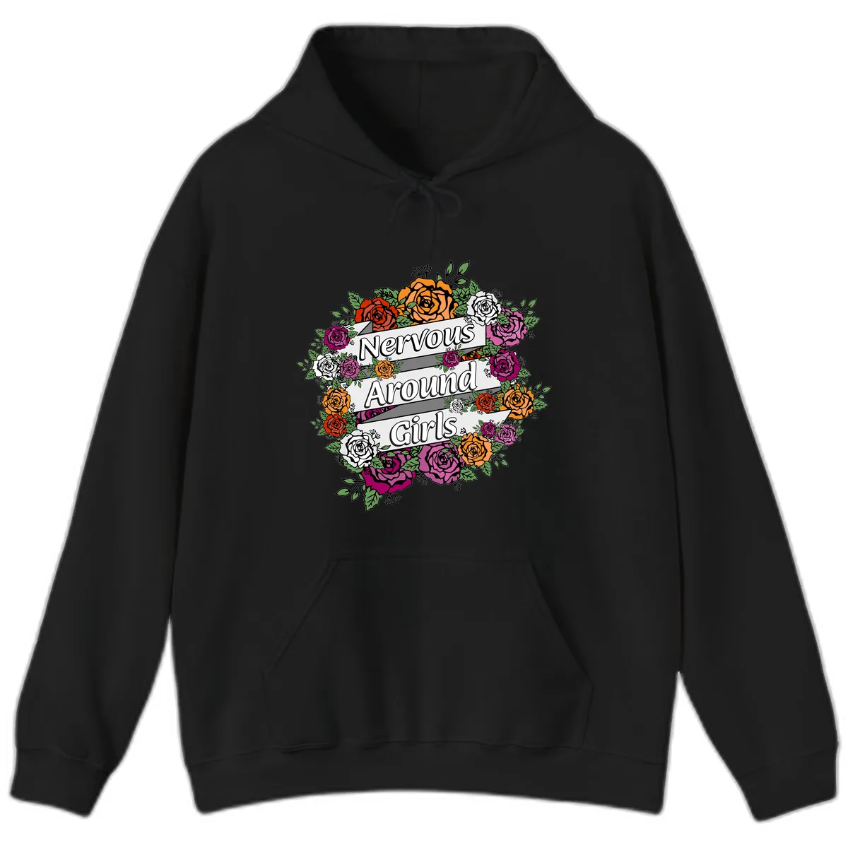 Nervous Around Girls Hoodie in Black