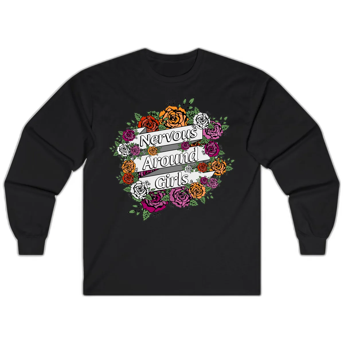 Nervous Around Girls Long Sleeve in Black