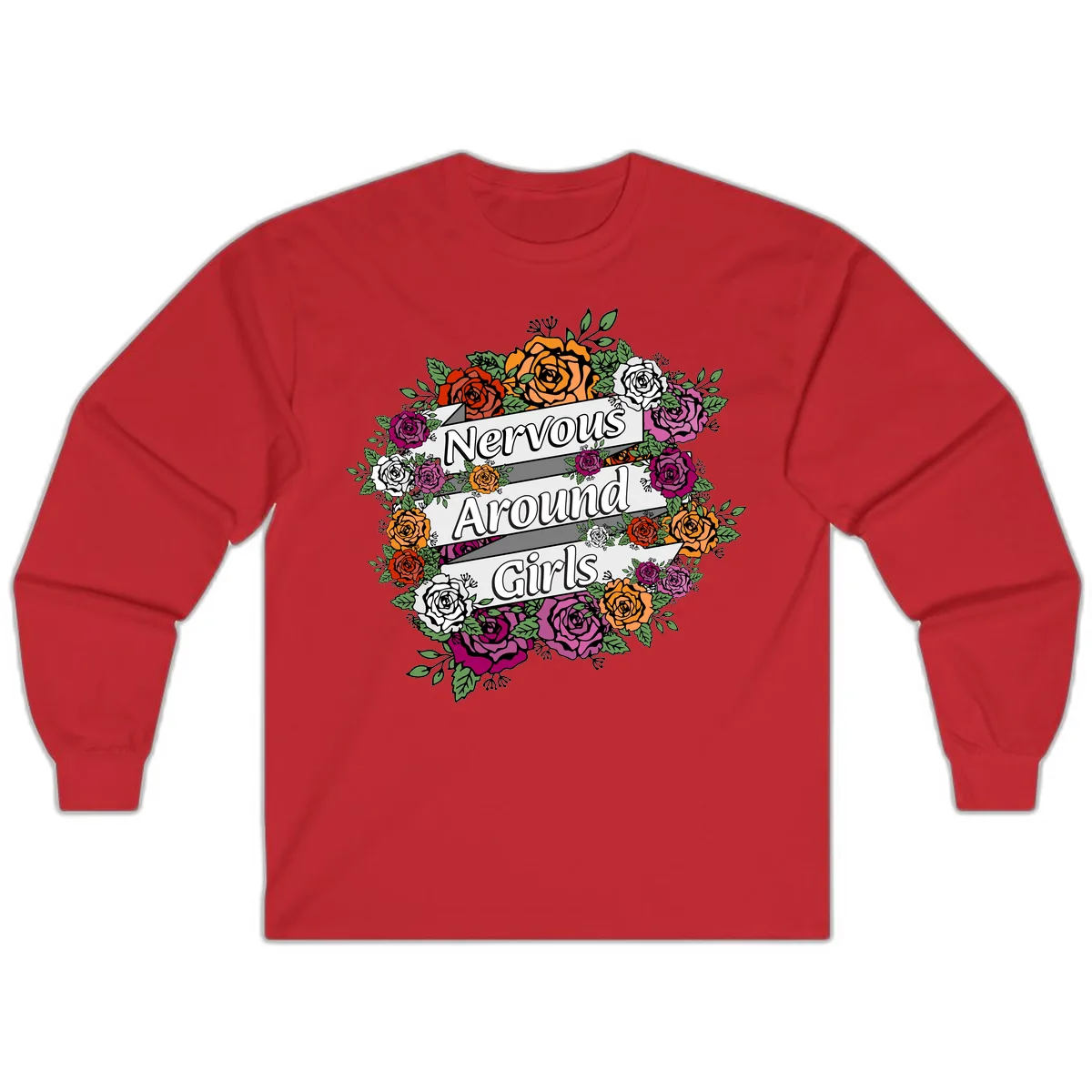 Nervous Around Girls Long Sleeve in Red