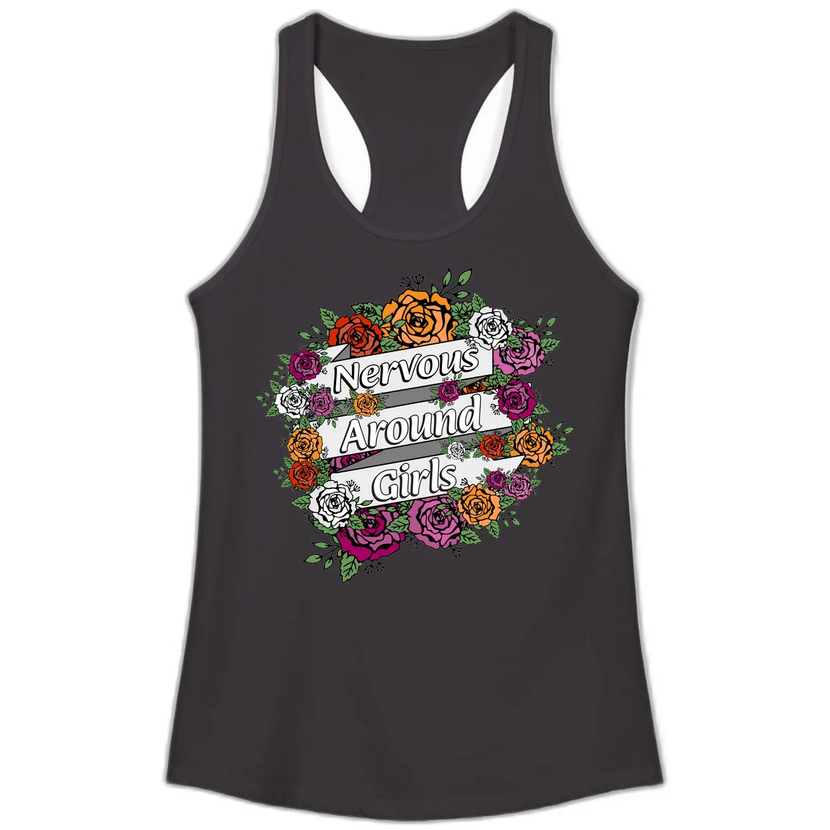 Nervous Around Girls Ladies Tank in Black