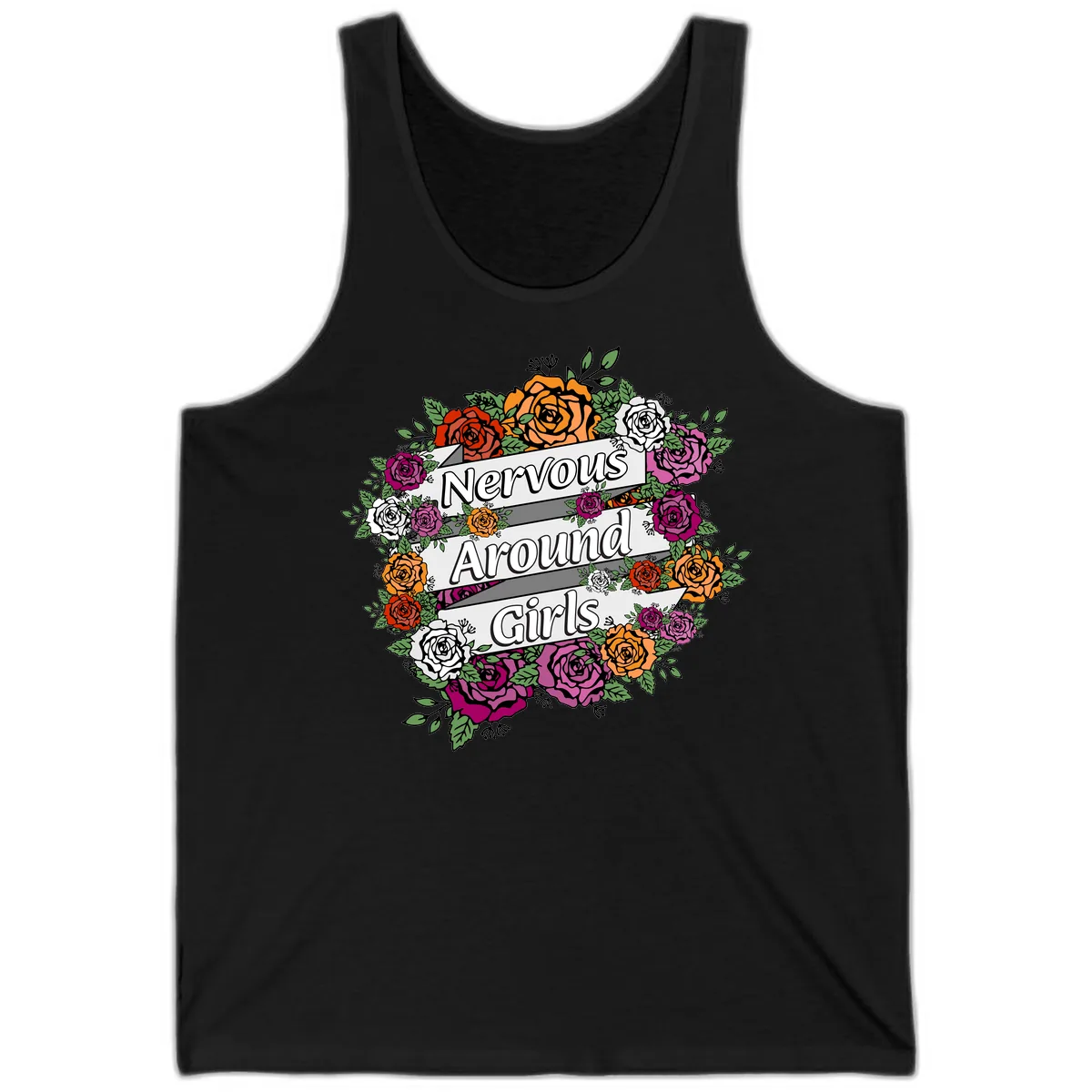 Nervous Around Girls Tank in Black