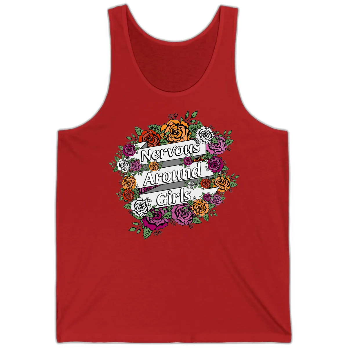 Nervous Around Girls Tank in Red