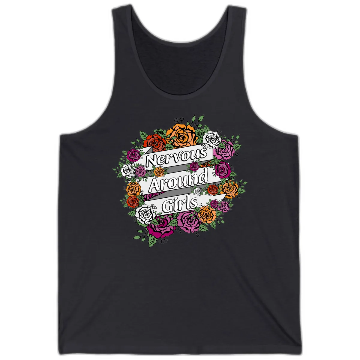 Nervous Around Girls Tank in Dark Grey