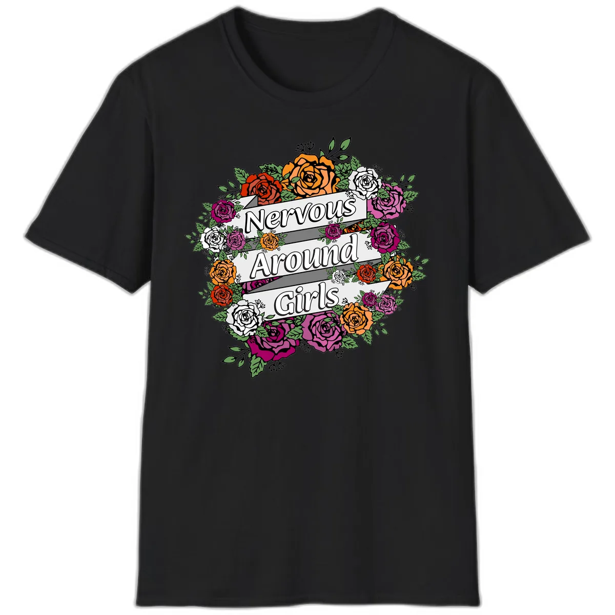 Nervous Around Girls T-Shirt in Black