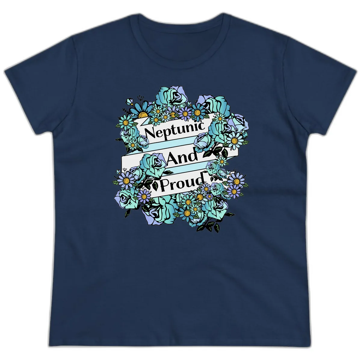 Neptunic And Proud Ladies Tee in Navy