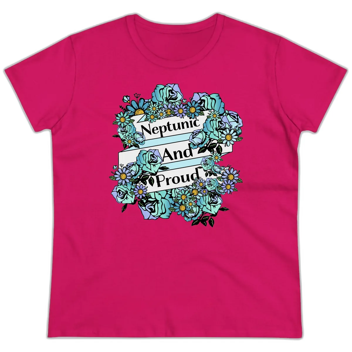 Neptunic And Proud Ladies Tee in Heliconia