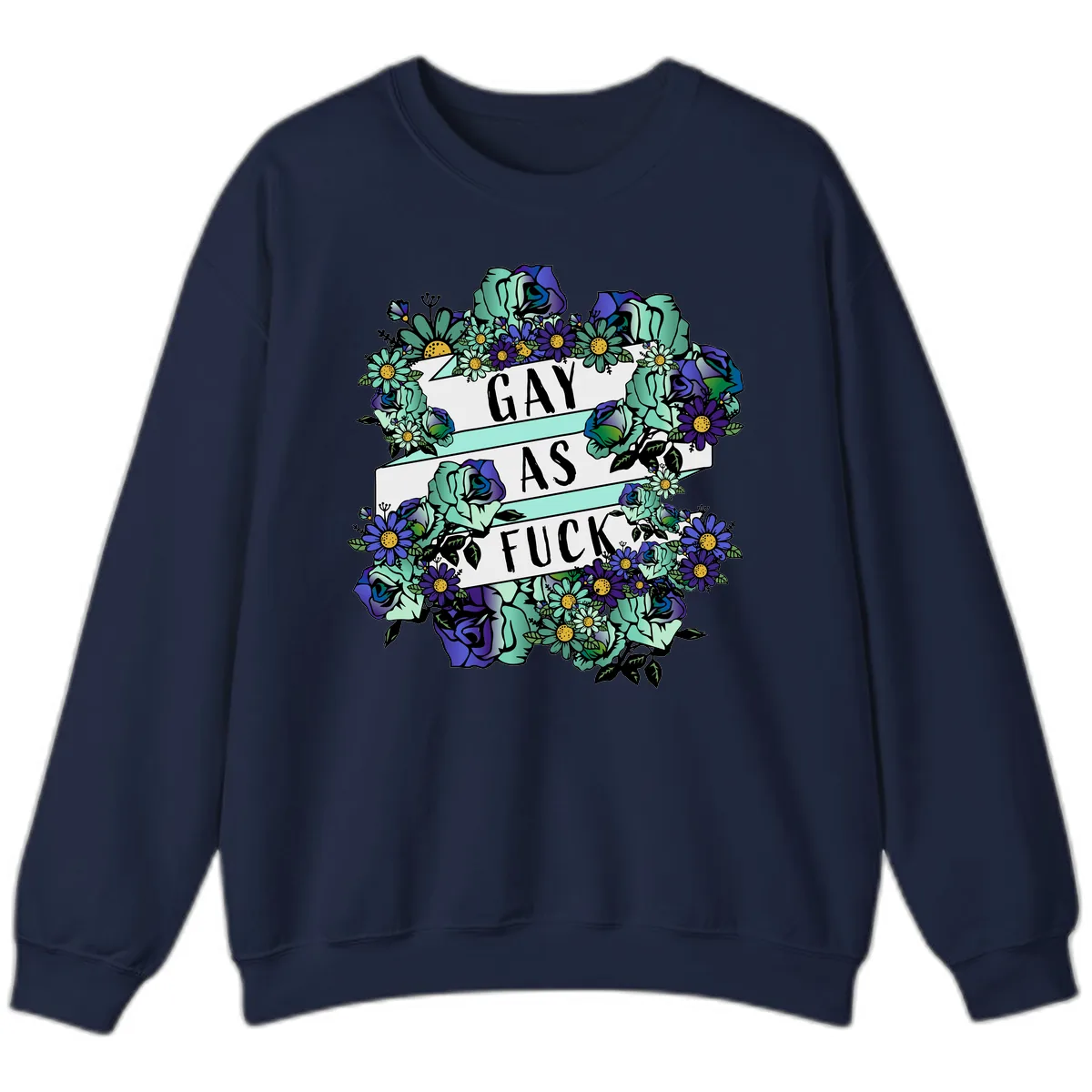 Gay As Fuck Floral Pride Sweatshirt in Navy