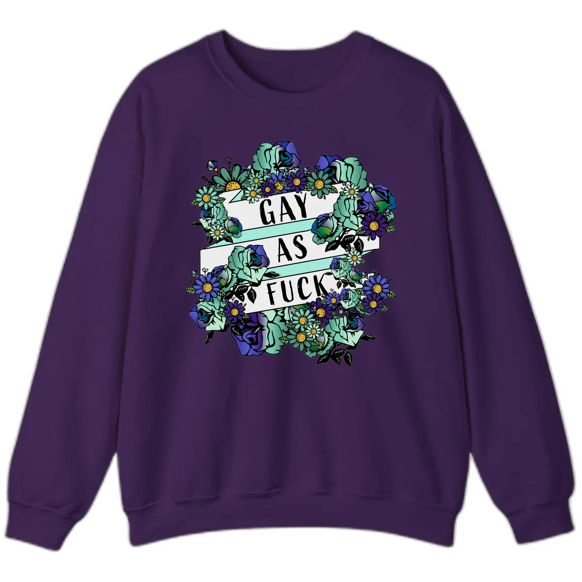 Gay As Fuck Floral Pride Sweatshirt in Purple