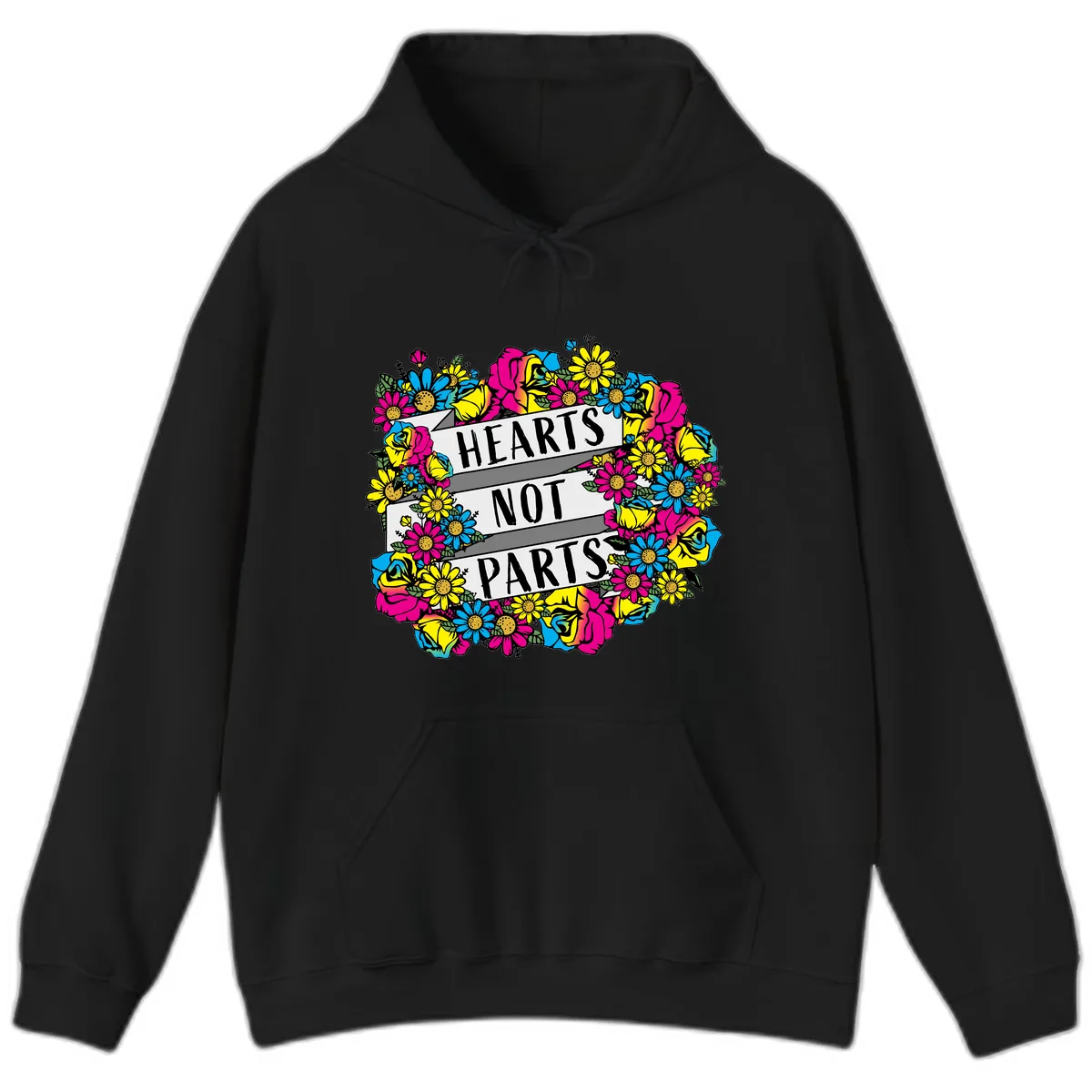 Hearts Not Parts Hoodie in Black