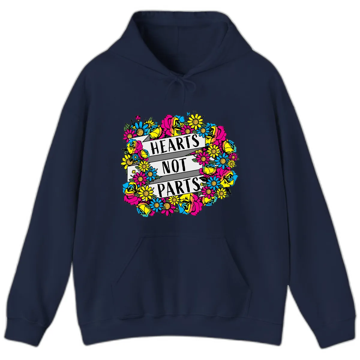 Hearts Not Parts Hoodie in Navy