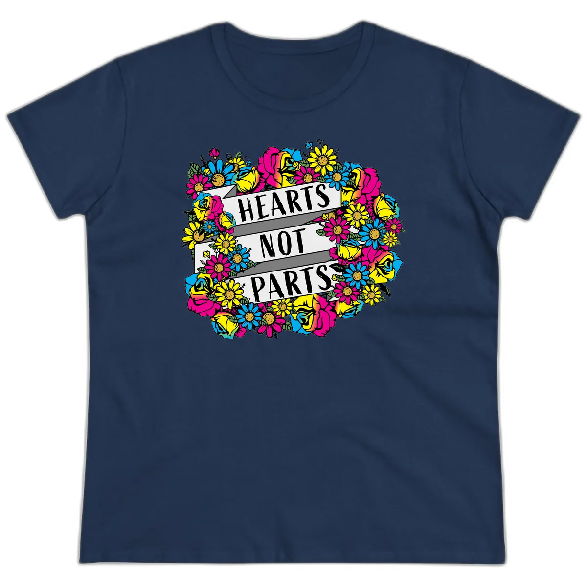 Hearts Not Parts Ladies Tee in Navy