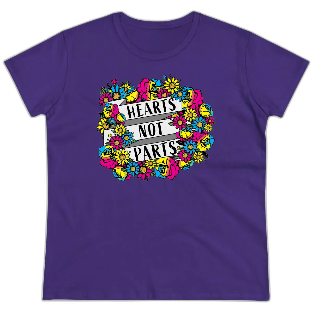 Hearts Not Parts Ladies Tee in Purple