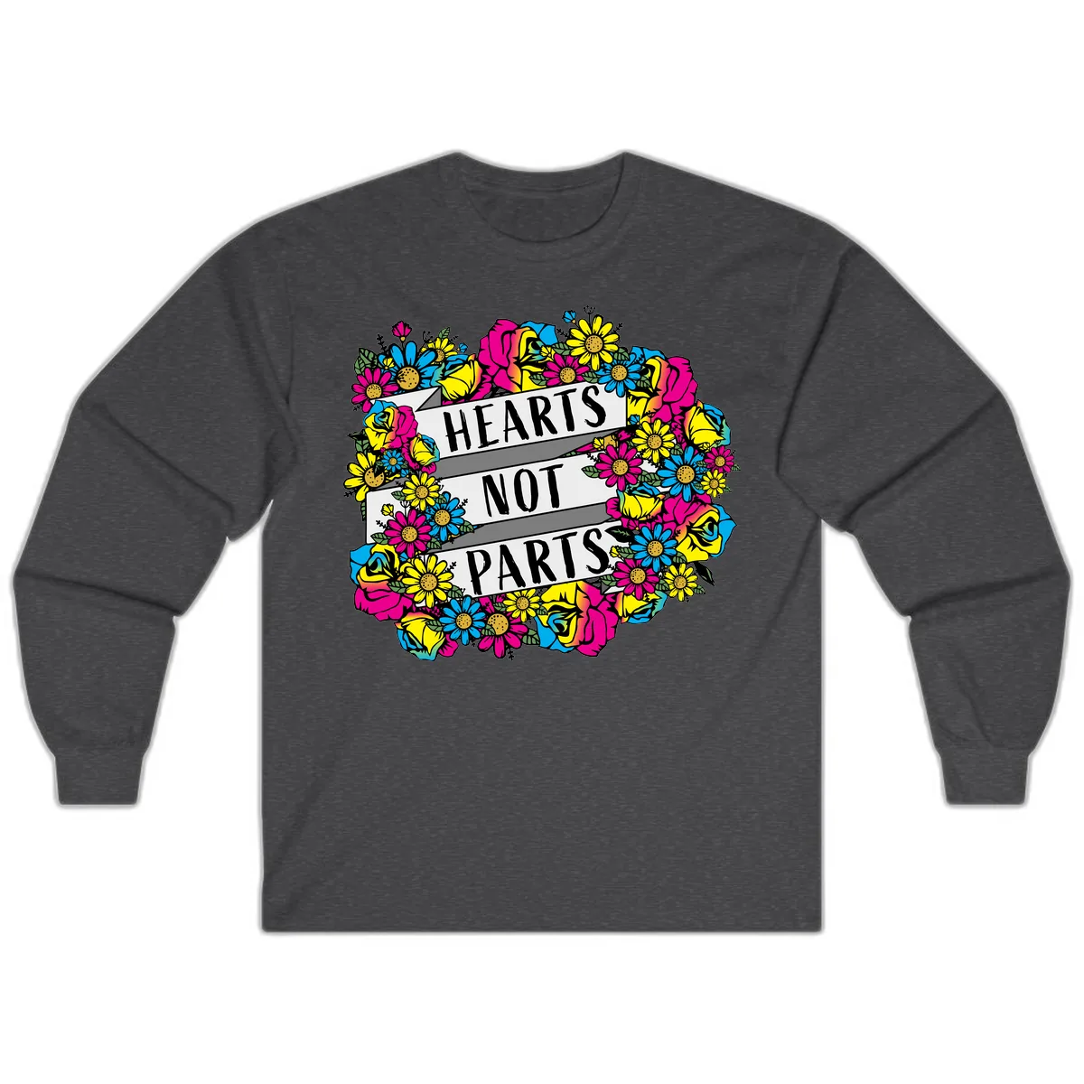 Hearts Not Parts Long Sleeve in Dark Heather