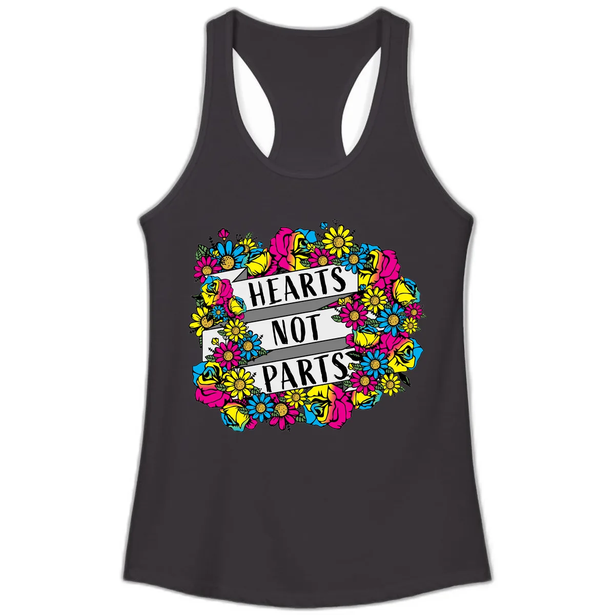 Hearts Not Parts Ladies Tank in Black