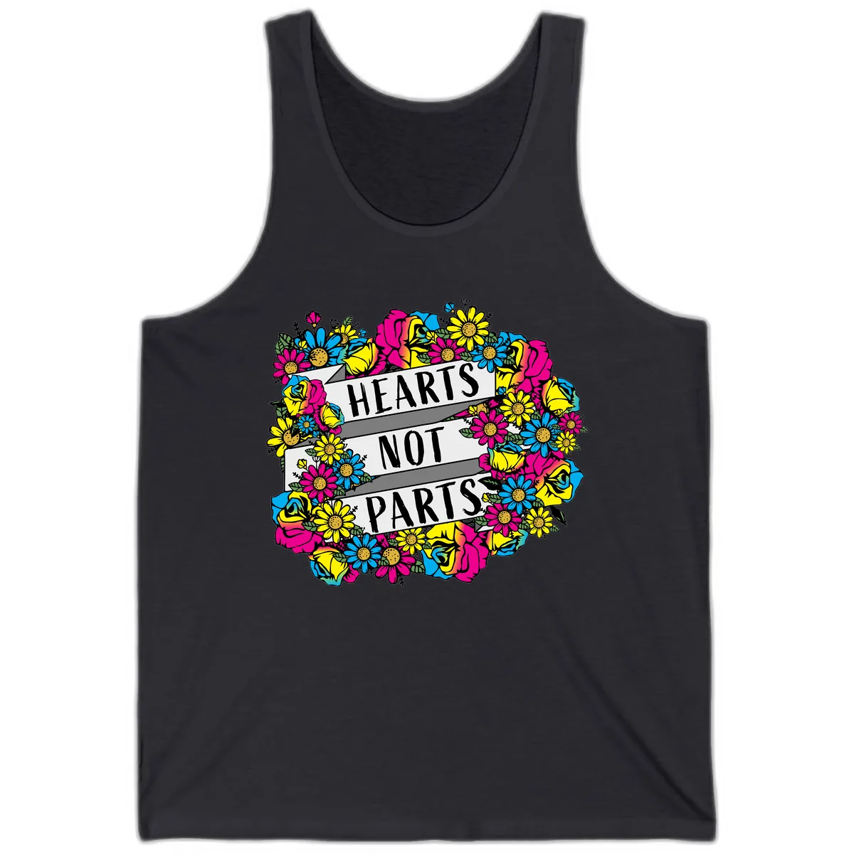 Hearts Not Parts Tank in Dark Grey