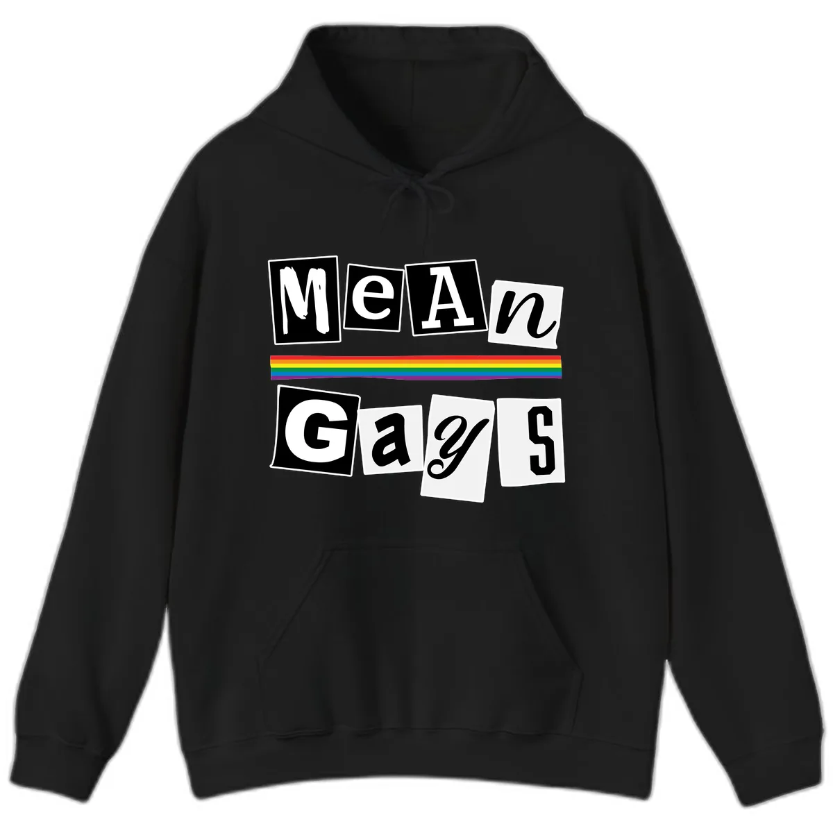 Mean Gays Pride Graphic Design Hoodie in Black