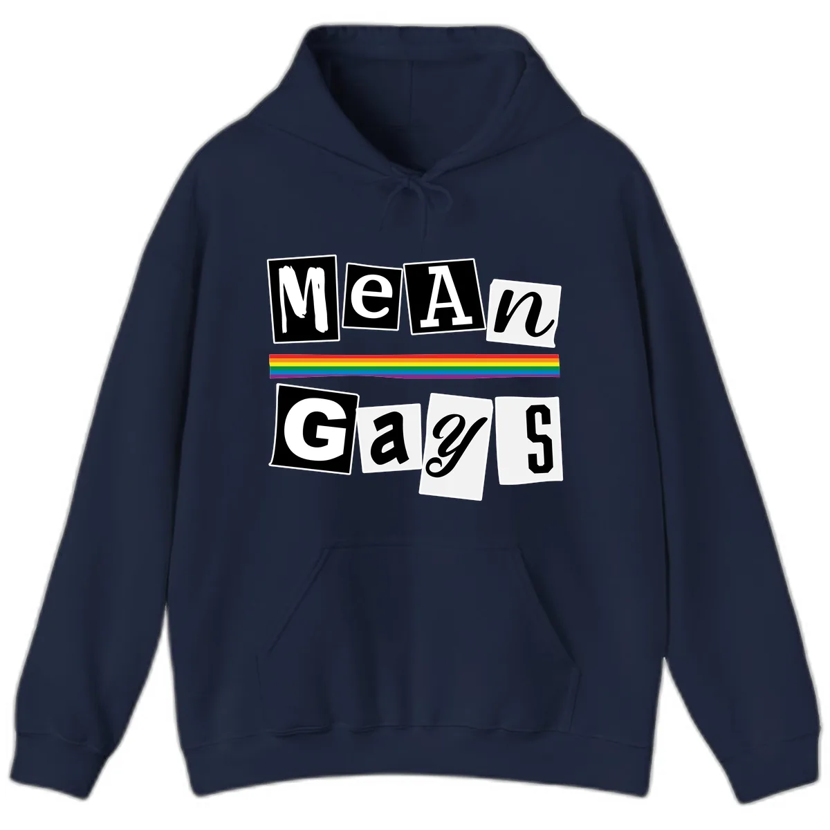 Mean Gays Pride Graphic Design Hoodie in Navy