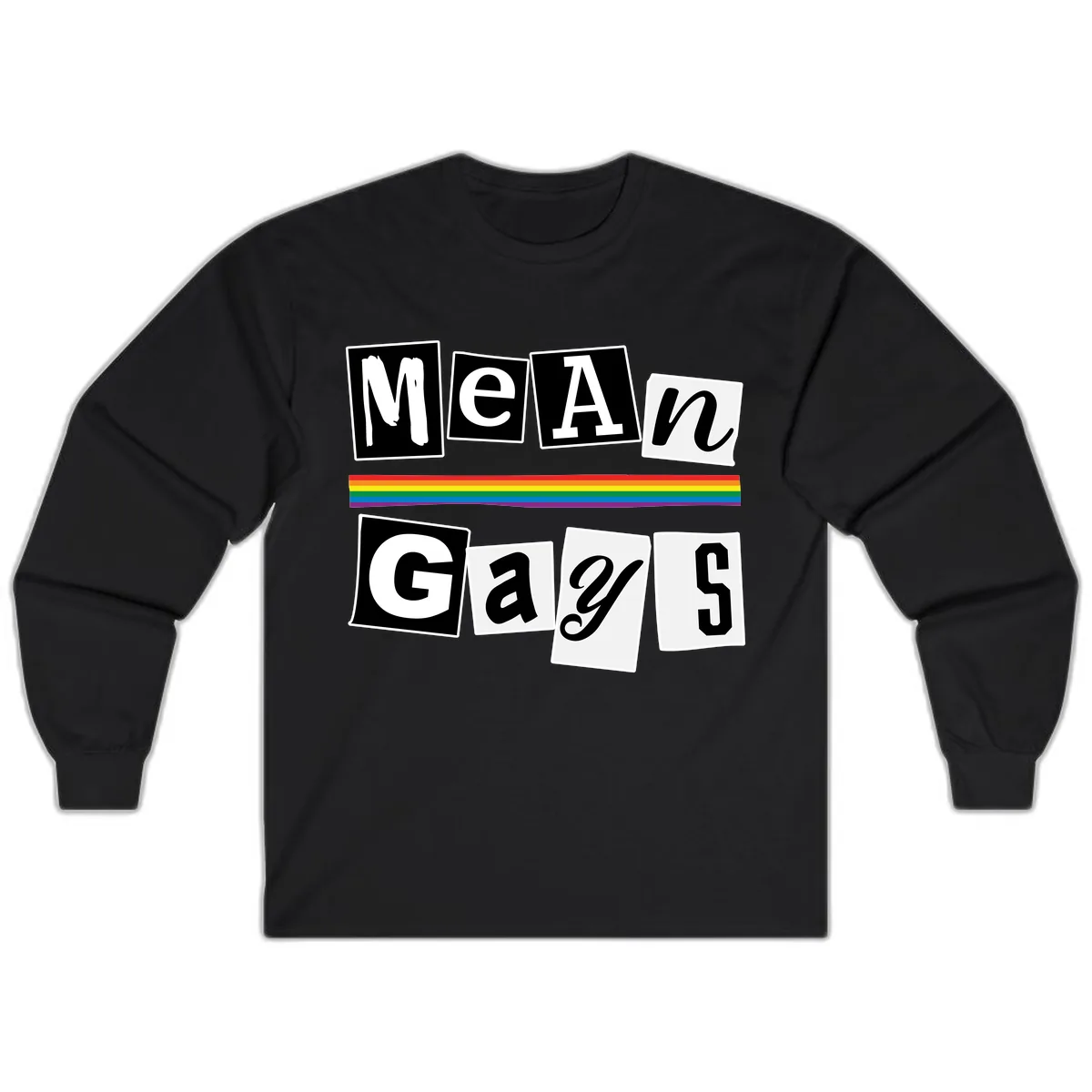 Mean Gays Pride Graphic Design Long Sleeve in Black