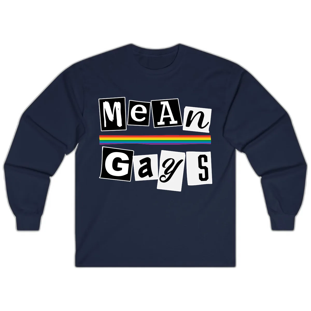 Mean Gays Pride Graphic Design Long Sleeve in Navy