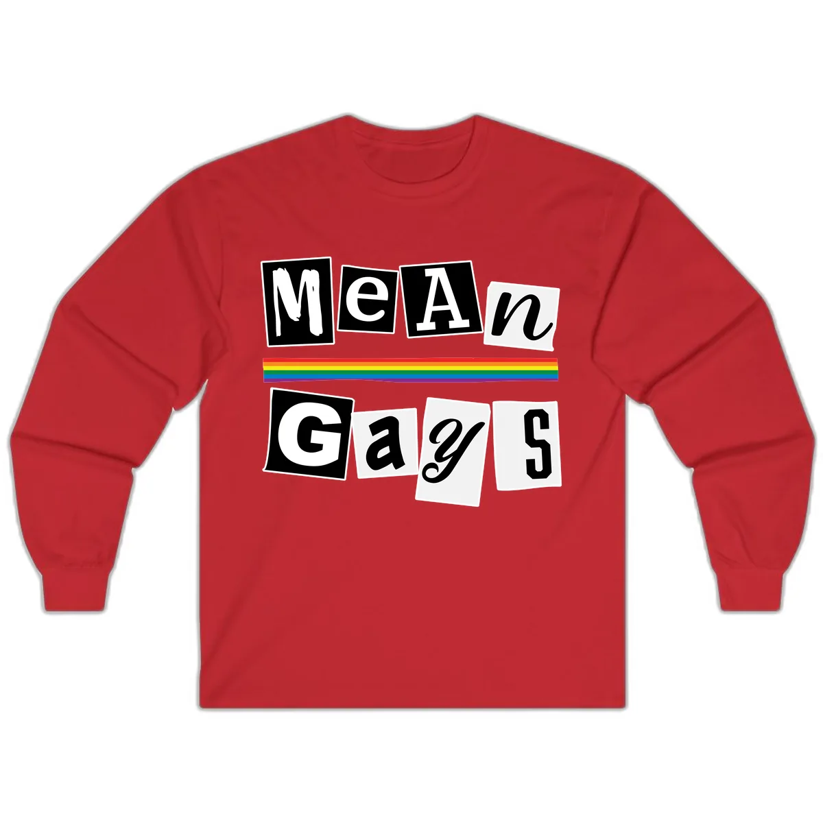 Mean Gays Pride Graphic Design Long Sleeve in Red