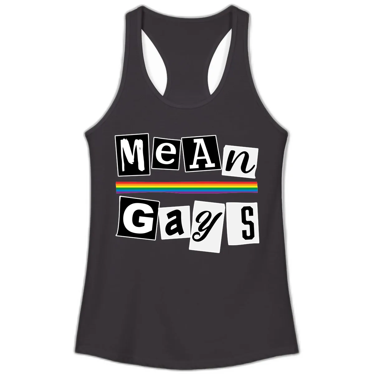 Mean Gays Pride Graphic Design Ladies Tank in Black