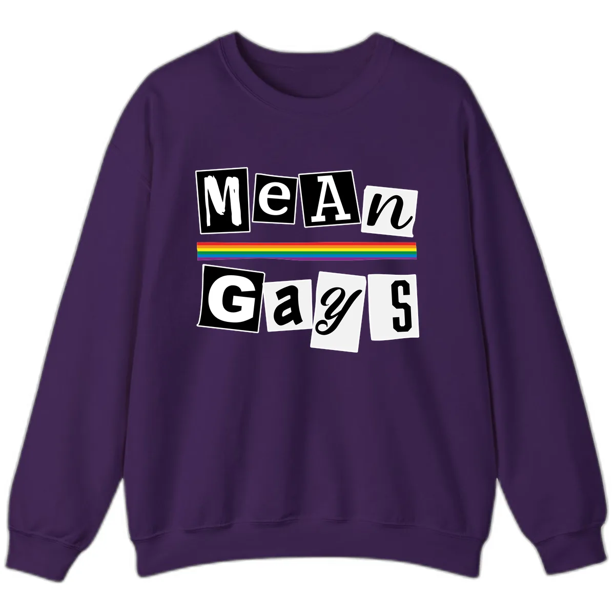 Mean Gays Pride Graphic Design Sweatshirt in Purple