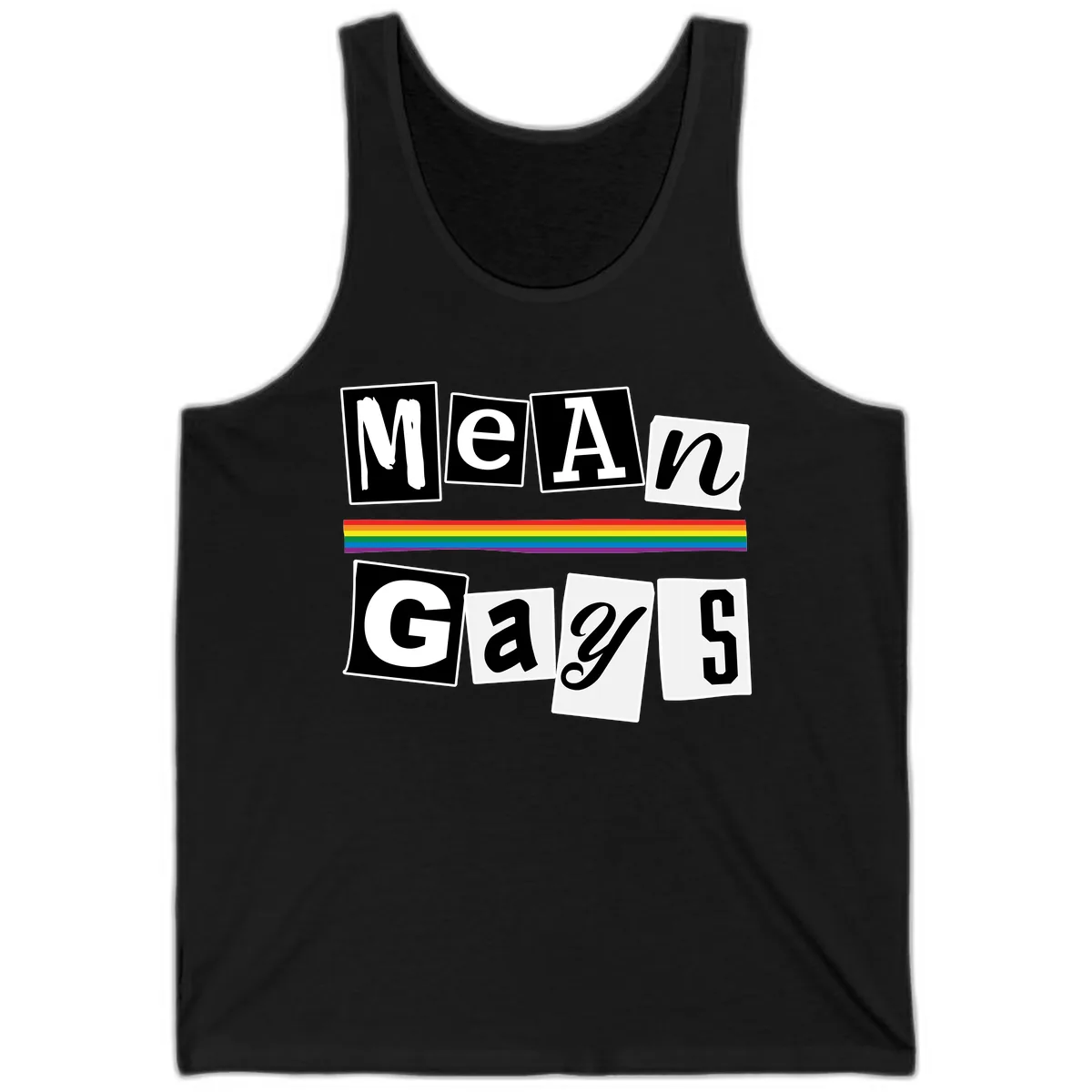 Mean Gays Pride Graphic Design Tank in Black