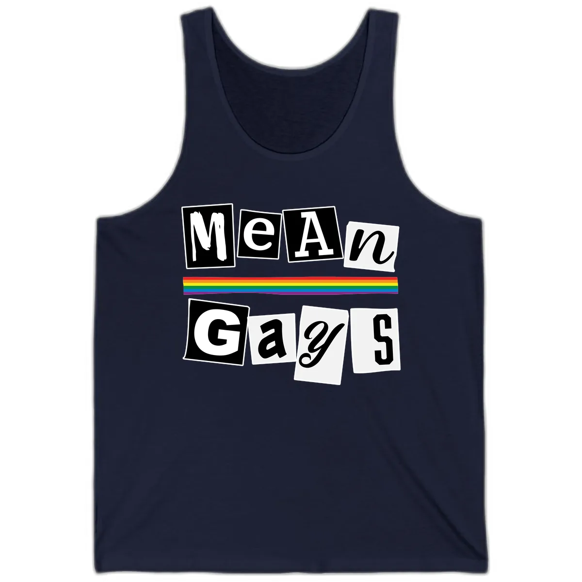 Mean Gays Pride Graphic Design Tank in Navy
