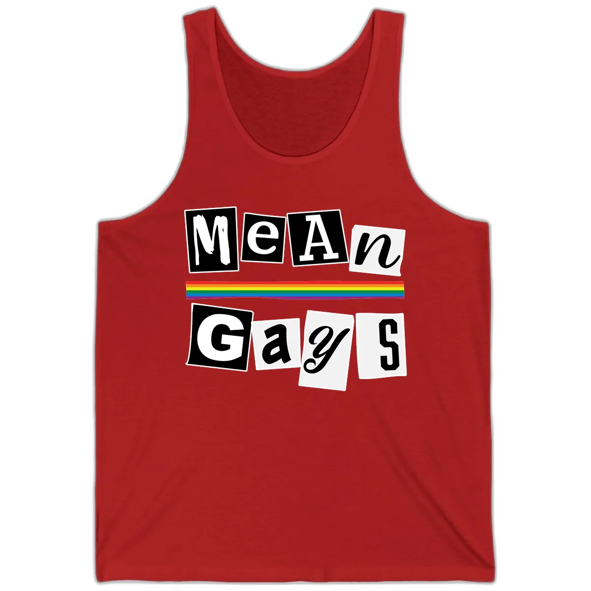 Mean Gays Pride Graphic Design Tank in Red