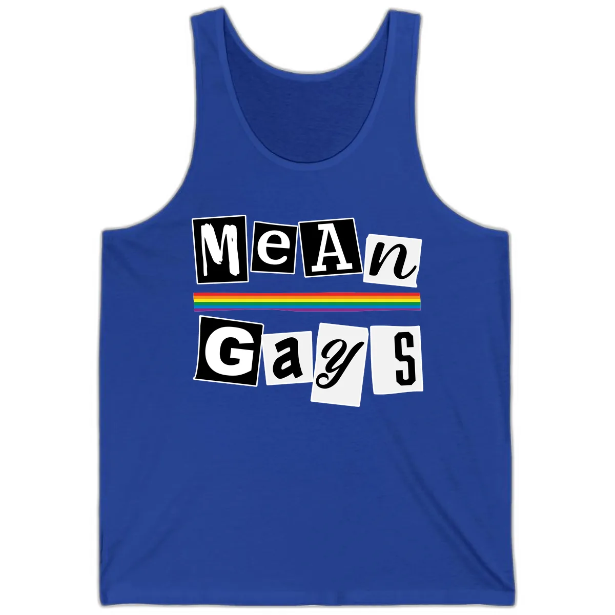 Mean Gays Pride Graphic Design Tank in True Royal