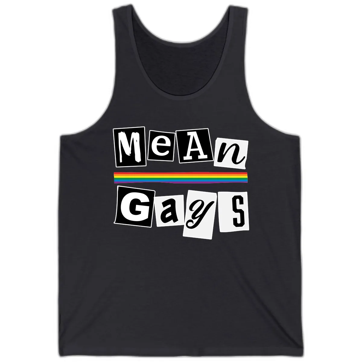 Mean Gays Pride Graphic Design Tank in Dark Grey