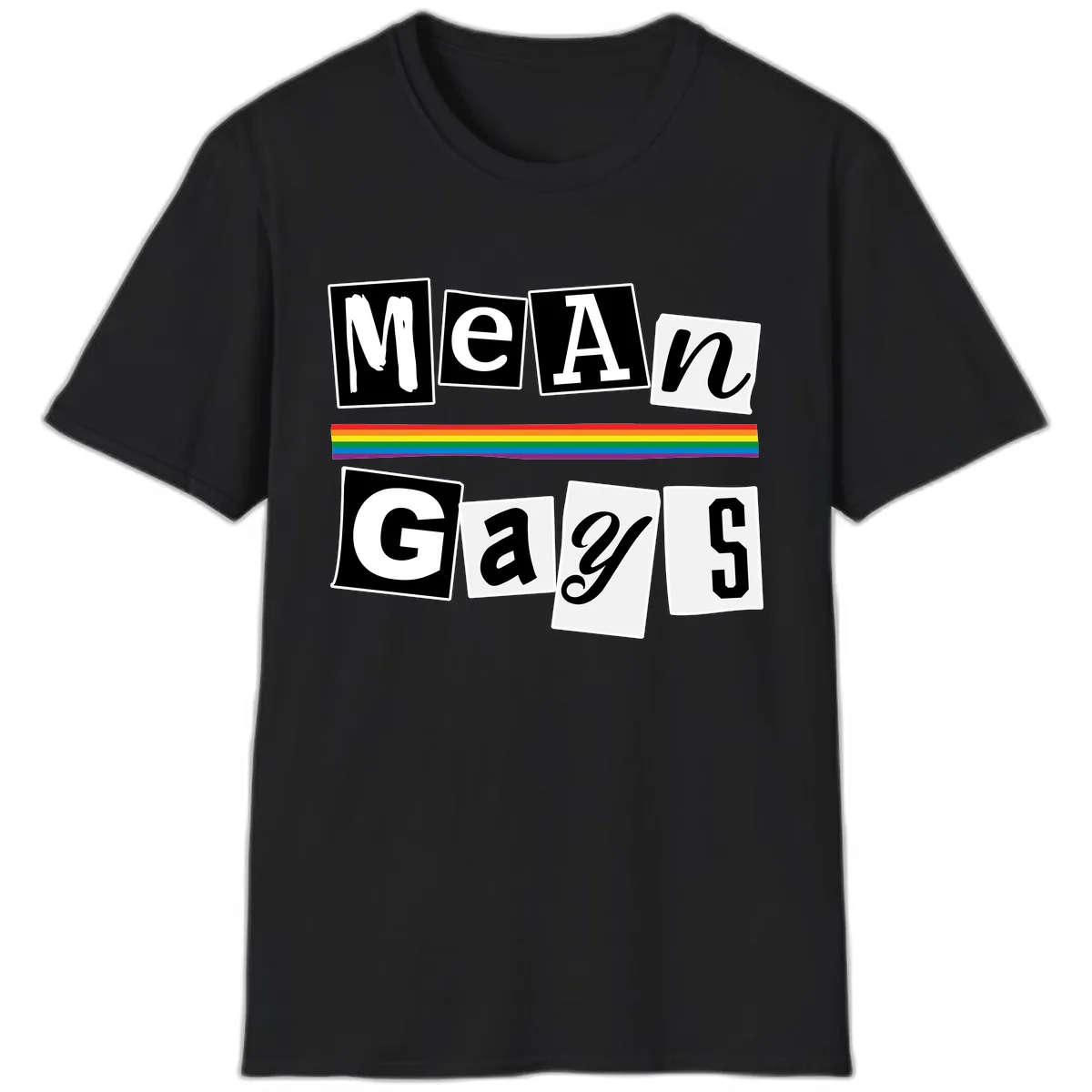 Mean Gays Pride Graphic Design T-Shirt in Black