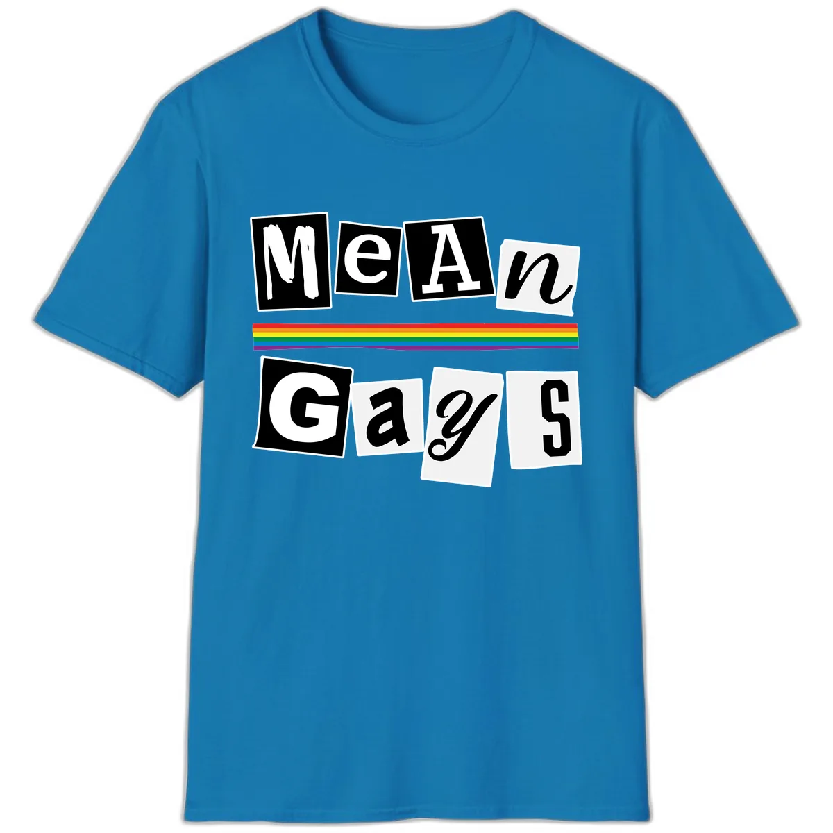 Mean Gays Pride Graphic Design T-Shirt in Sapphire