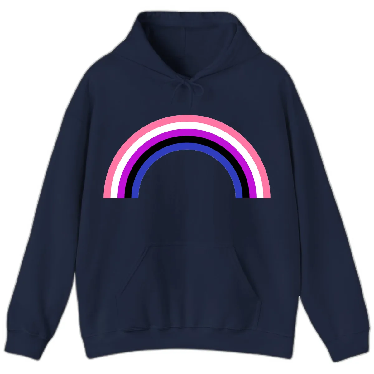 Pride Rainbow Stripes Hoodie in Navy