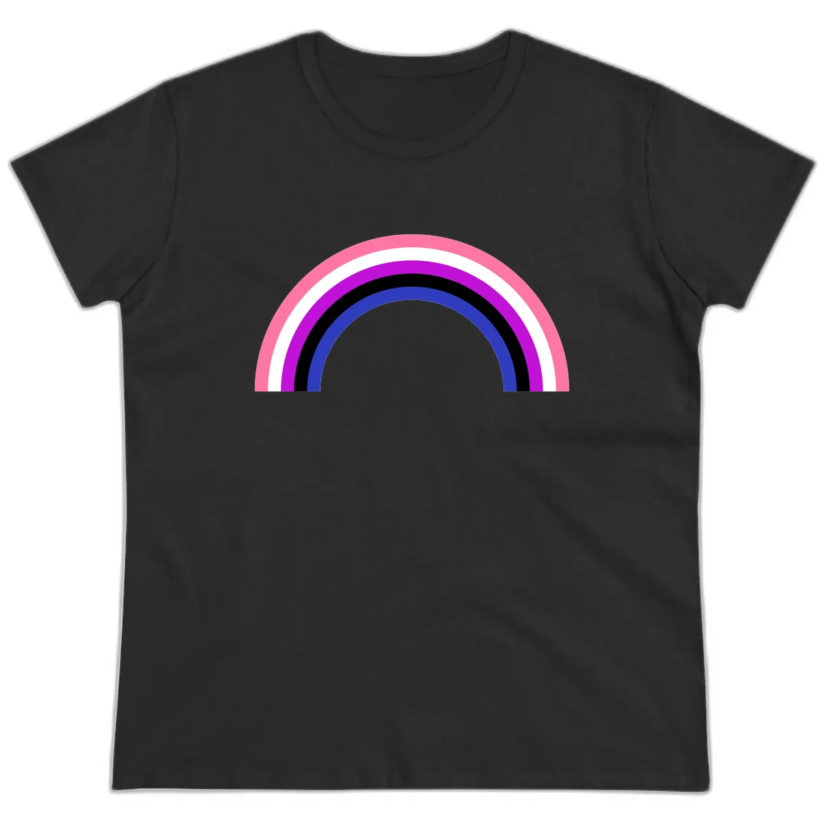 Pride Rainbow Stripes Ladies Tee in Black