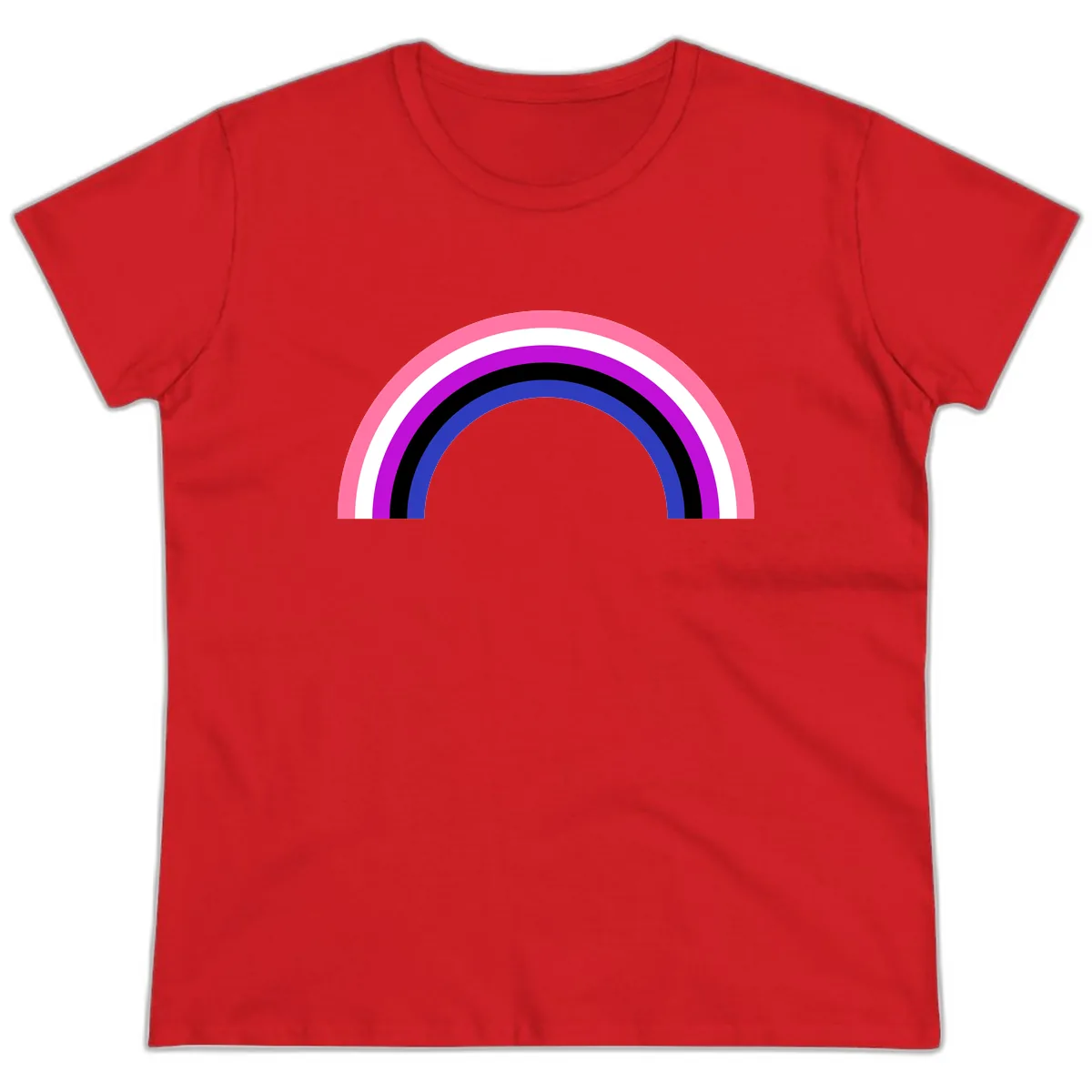 Pride Rainbow Stripes Ladies Tee in Red