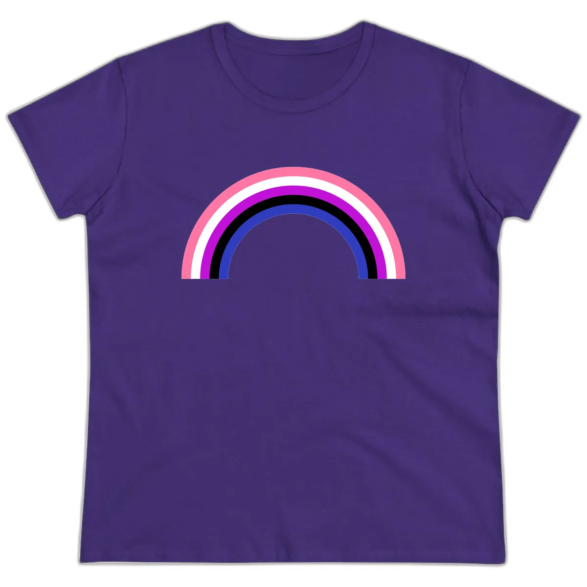 Pride Rainbow Stripes Ladies Tee in Purple