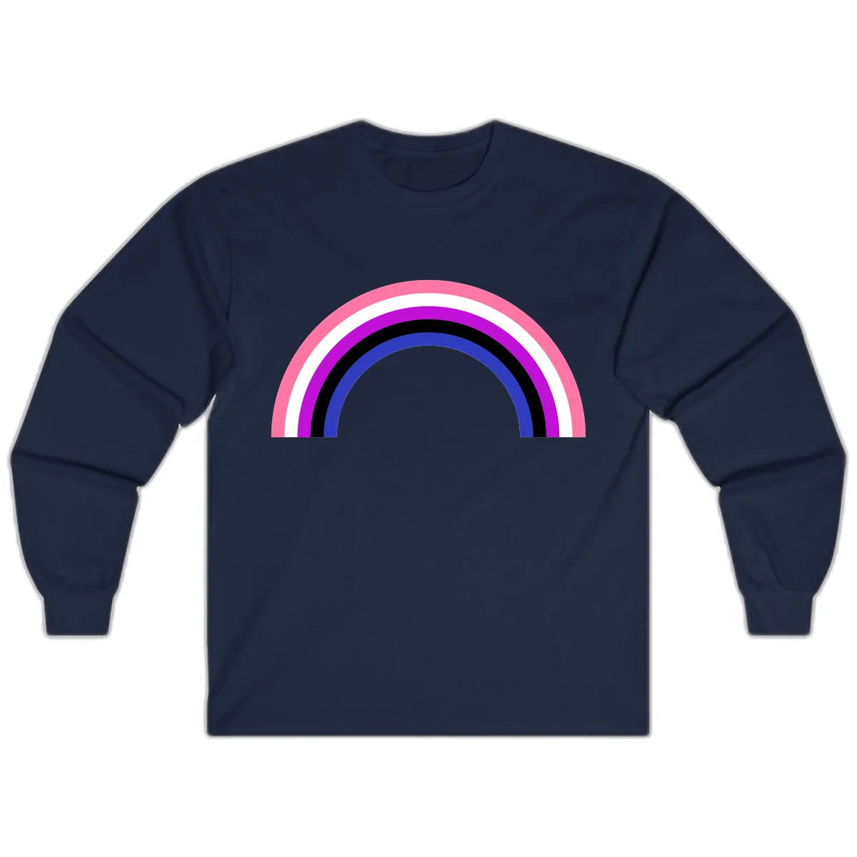 Pride Rainbow Stripes Long Sleeve in Navy