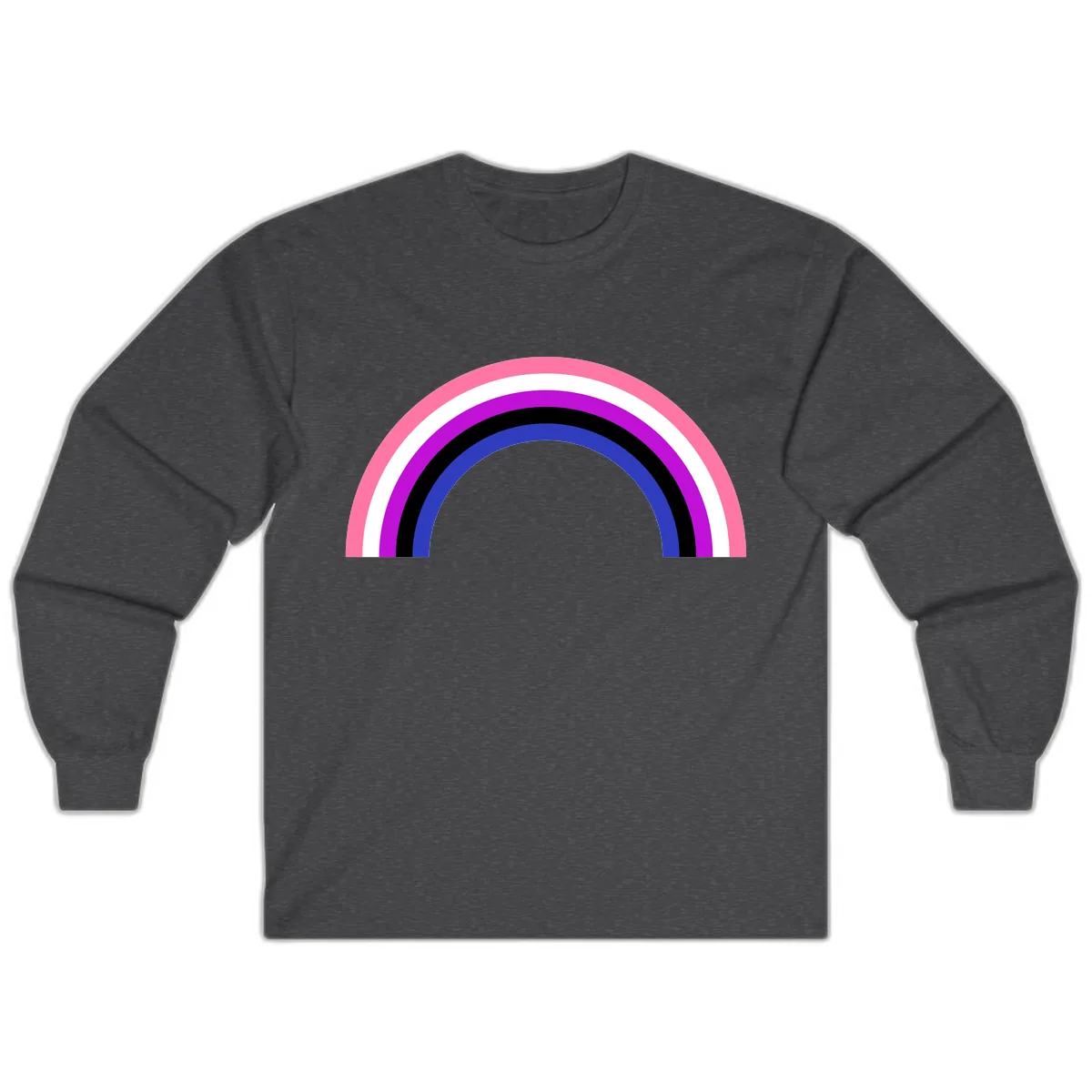 Pride Rainbow Stripes Long Sleeve in Dark Heather