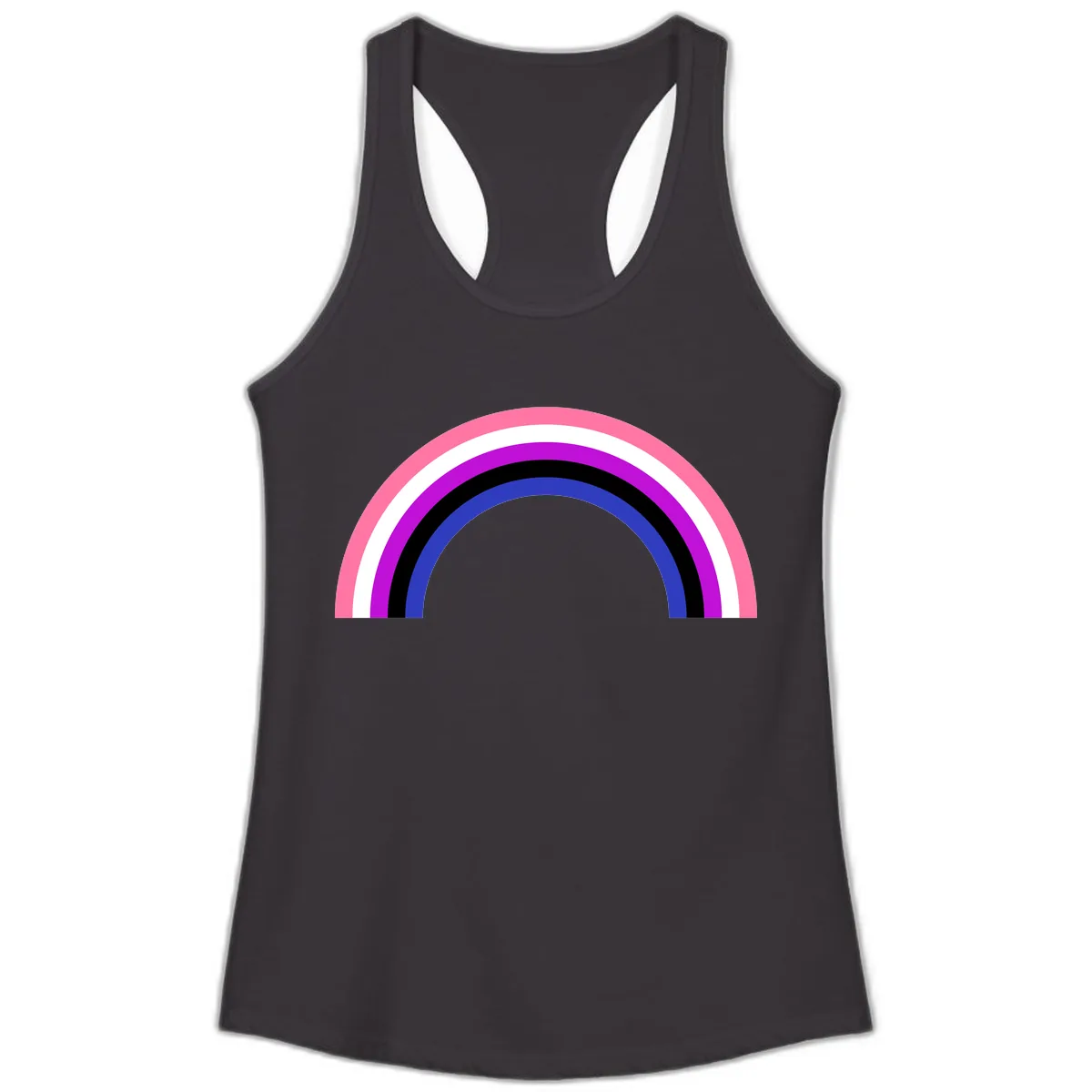 Pride Rainbow Stripes Ladies Tank in Black