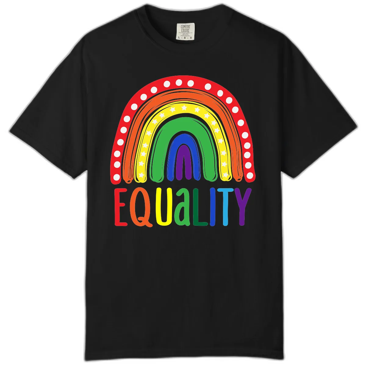 Equality Rainbow Pride Design Comfort Color in Black