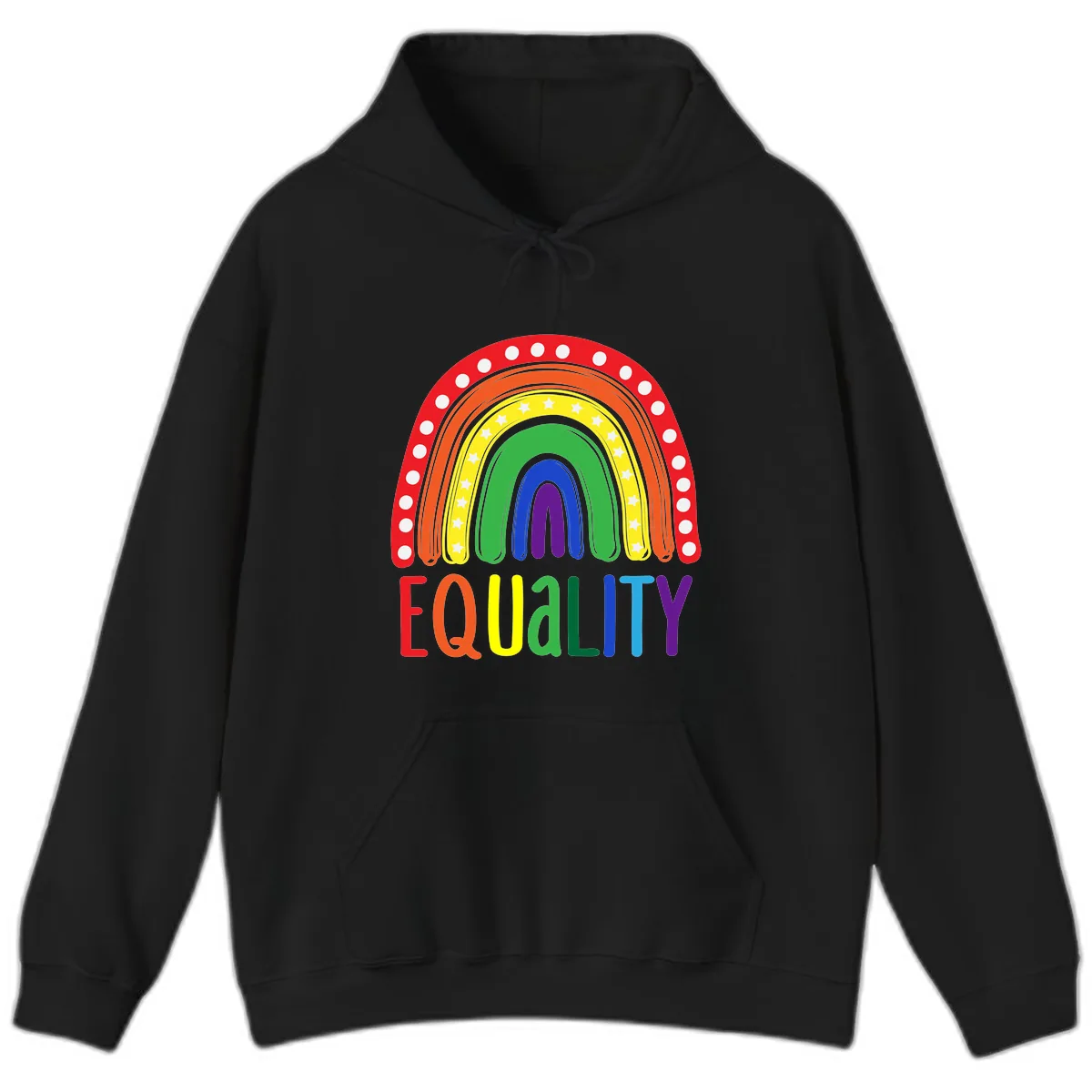 Equality Rainbow Pride Design Hoodie in Black