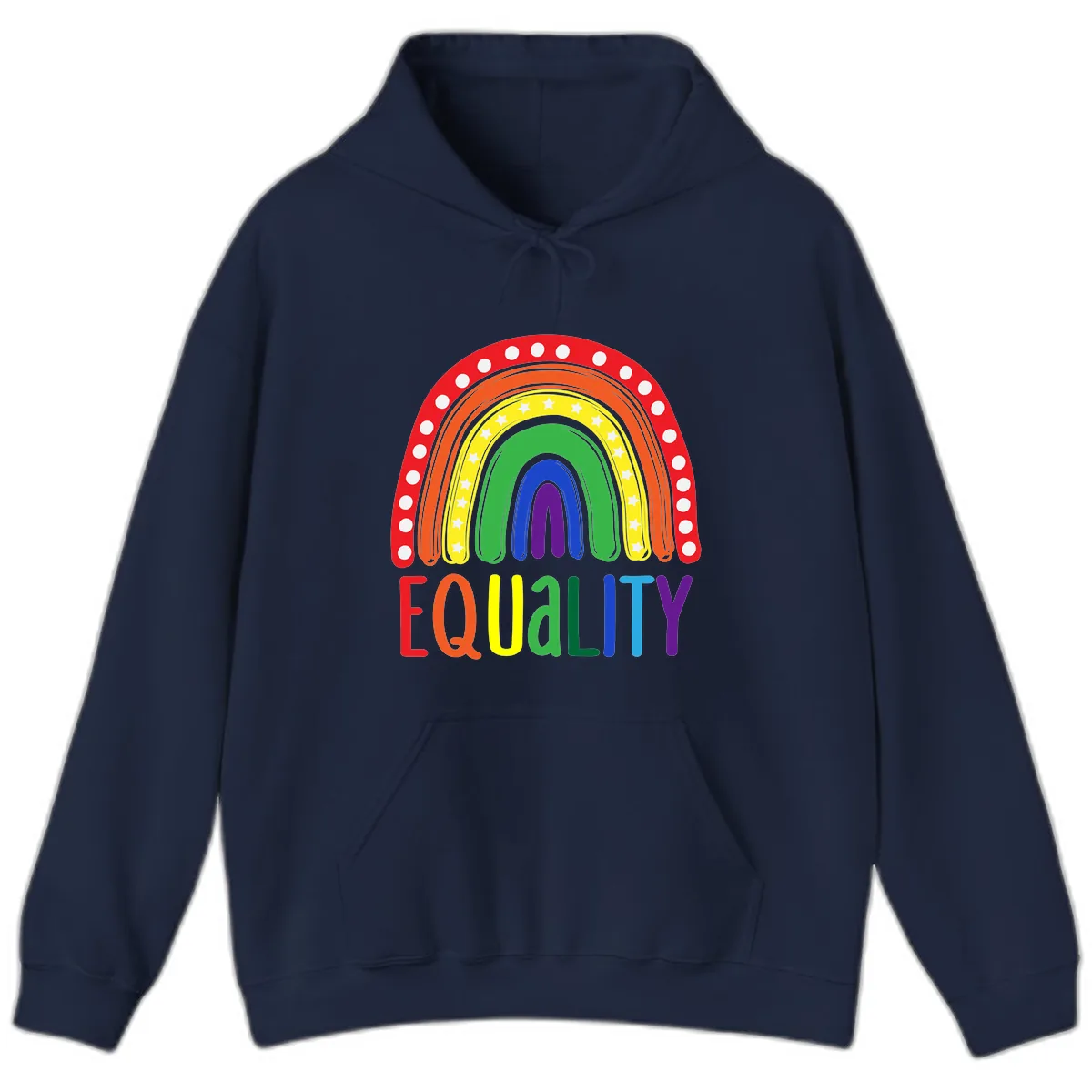 Equality Rainbow Pride Design Hoodie in Navy