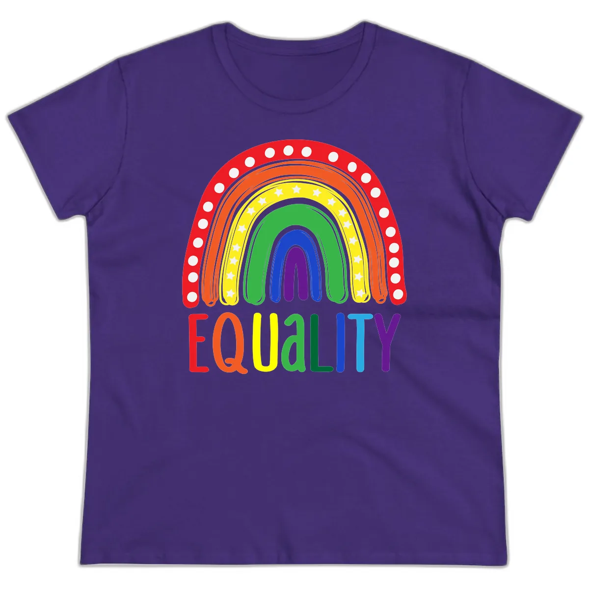 Equality Rainbow Pride Design Ladies Tee in Purple