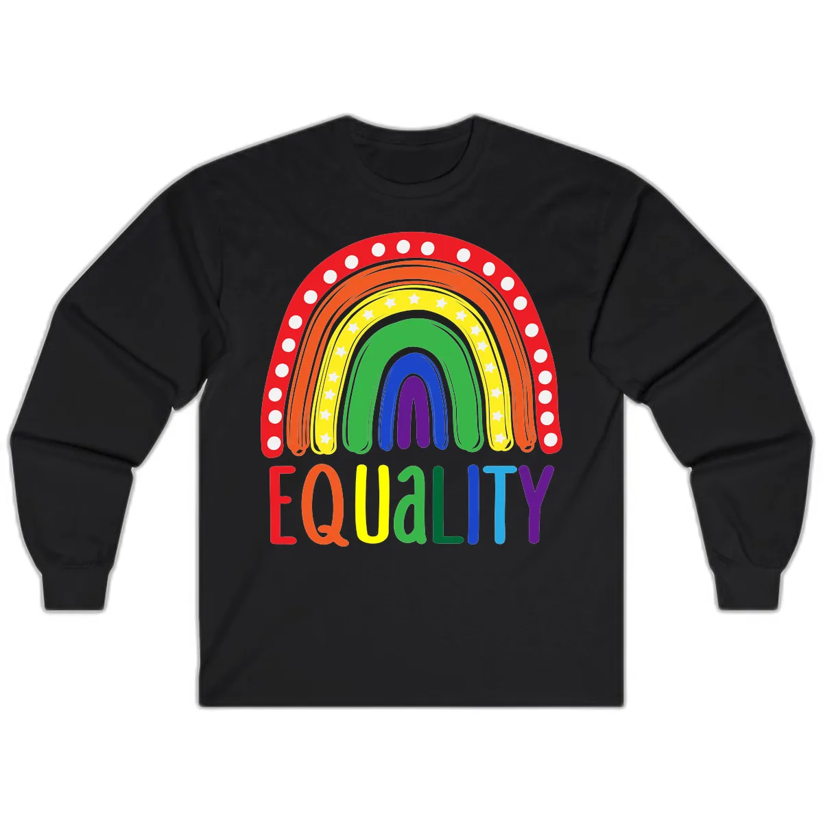 Equality Rainbow Pride Design Long Sleeve in Black