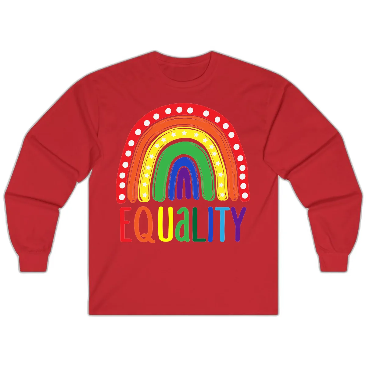 Equality Rainbow Pride Design Long Sleeve in Red