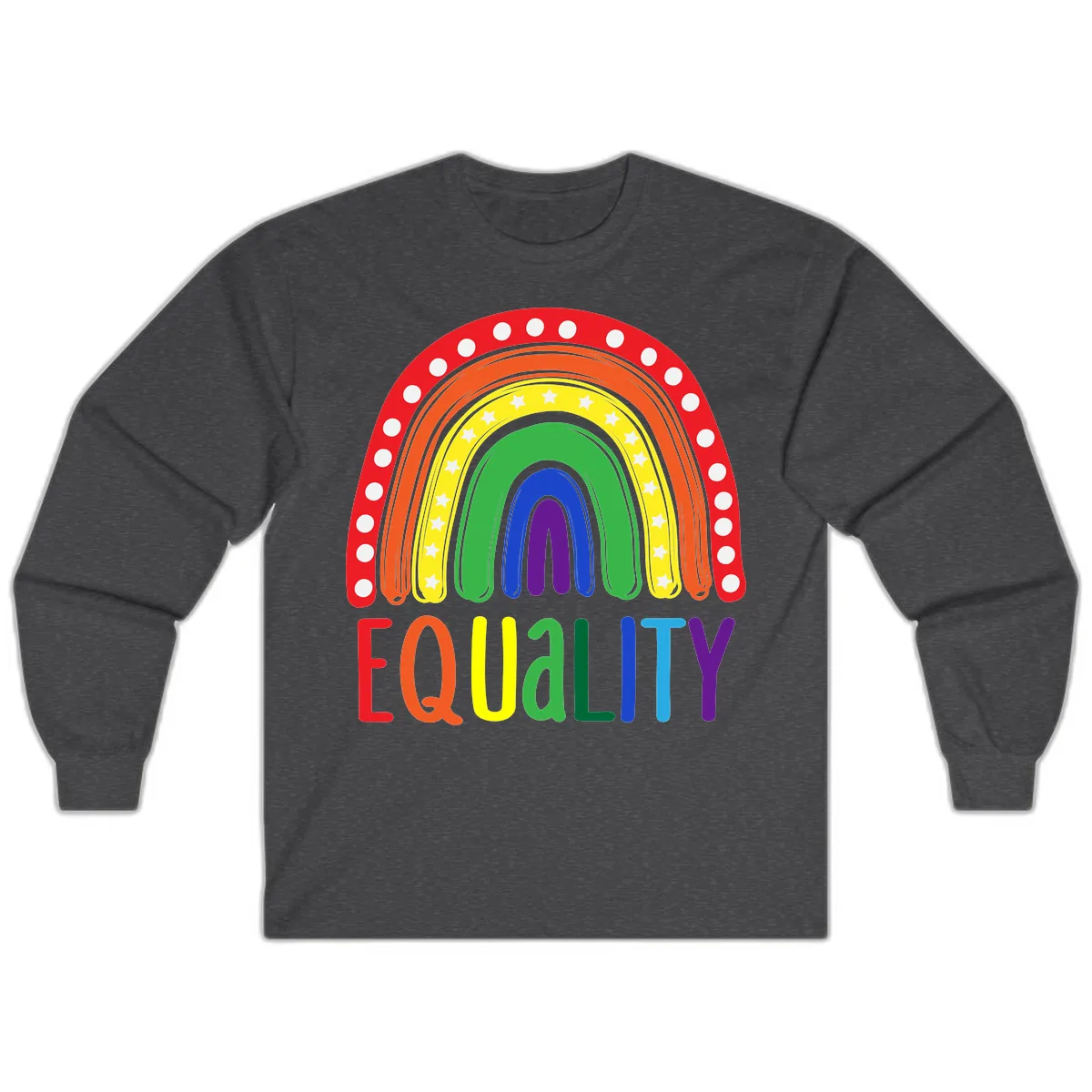 Equality Rainbow Pride Design Long Sleeve in Dark Heather
